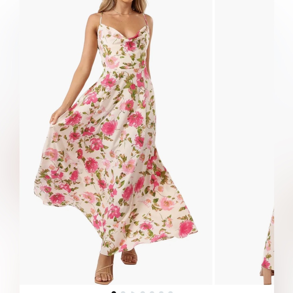 Petal & Pup Floral Pink Maxi Dress with cowl neck